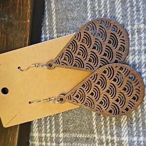 Wooden Laser Cut Teardrop Earrings